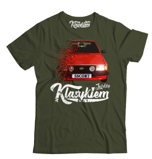 Jeżdżę klasykiem Ford Escort Stary - koszulka męska khaki