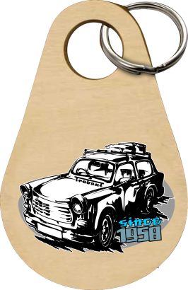 Trabant since 1958 Wakacje - Drewniany brelok do kluczy  
