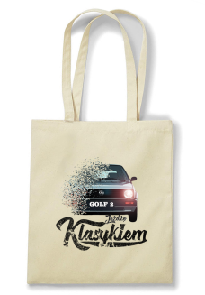 Jeżdzę klasykiem GOLF 2 - torba z nadrukiem beżowa