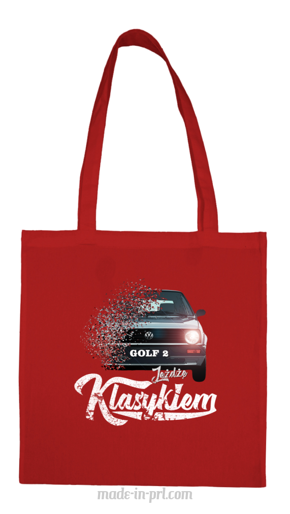 Jeżdzę klasykiem GOLF 2 - torba z nadrukiem czerwona