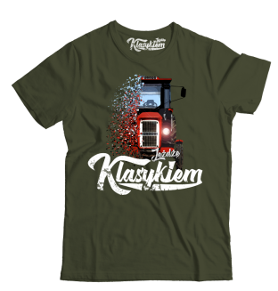 Jeżdżę klasykiem Traktor c330 - koszulka męska khaki