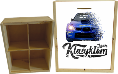 Jeżdżę klasykiem Subaru Impreza WRX - skrzynka drewniana 4 przegródki