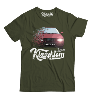 Jeżdzę klasykiem Audi 80 - koszulka męska khaki
