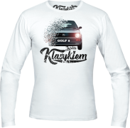 Jeżdżę klasykiem GOLF 2 - longsleeve męski biała