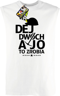 Dej dwóch a jo to zrobia - top męski bezrękawnik biały
