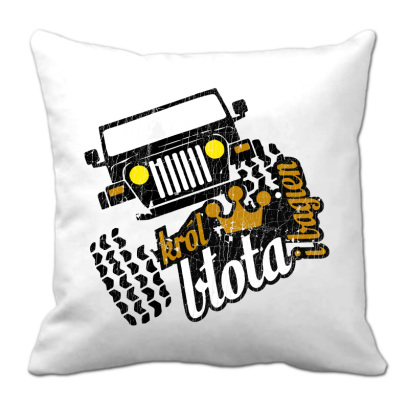 Król błota i bagien Auto Terenowe - poduszka biała 40x40cm