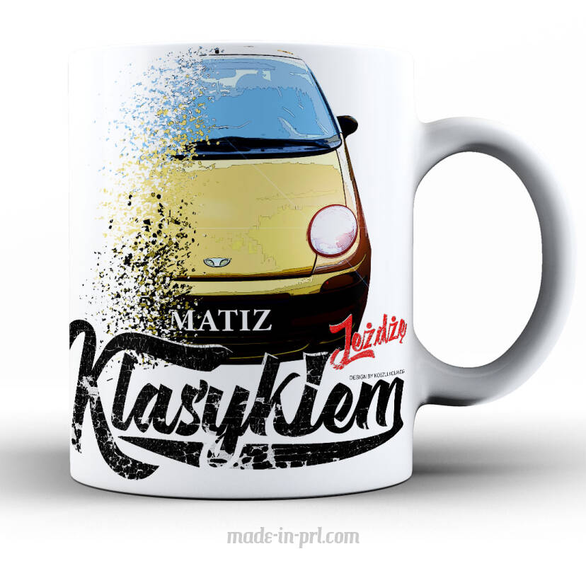 Jeżdżę klasykiem MATIZ Daewoo - kubek biały ceramiczny 330ml 2