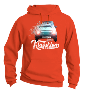 Jeżdżę klasykiem FIAT 126p - bluza męska z kapturem pomarańczowa