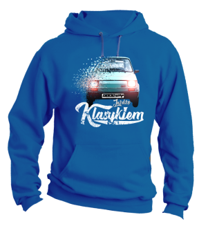 Jeżdżę klasykiem FIAT 126p - bluza męska z kapturem niebieska