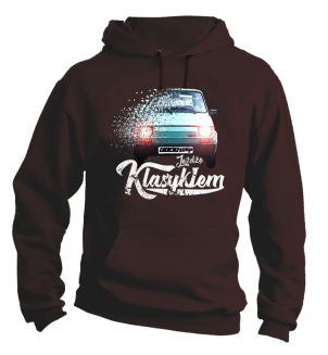 Jeżdżę klasykiem FIAT 126p - bluza męska z kapturem brązowa