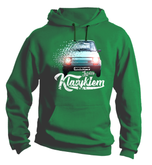 Jeżdżę klasykiem FIAT 126p - bluza męska z kapturem zielona