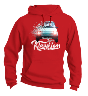 Jeżdżę klasykiem FIAT 126p - bluza męska z kapturem czerwona