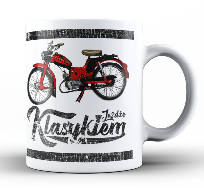 Jeżdżę klasykiem Motorynka Komar -  kubek biały ceramiczny 330ml