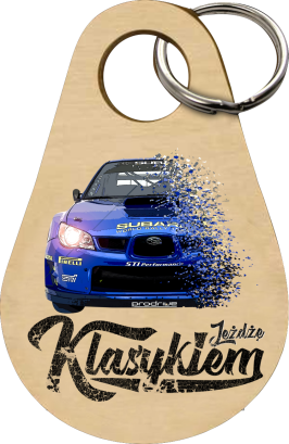 Jeżdżę klasykiem Subaru Impreza WRX - Drewniany brelok do kluczy  
