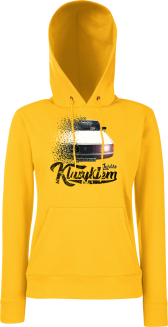 Jeżdżę klasykiem Moskvich 2141 - bluza damska z kapturem żółta