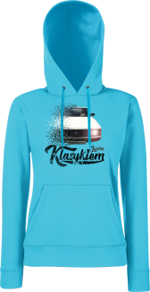 Jeżdżę klasykiem Moskvich 2141 - bluza damska z kapturem azure blue