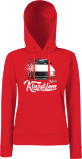 Jeżdżę klasykiem Moskvich 2141 - bluza damska z kapturem czewony