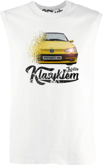 Jeżdżę Klasykiem Peugeot 306 - top męski bezrękawnik biały
