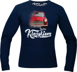 Jeżdżę klasykiem Mini Morris - longsleeve męski granatowy