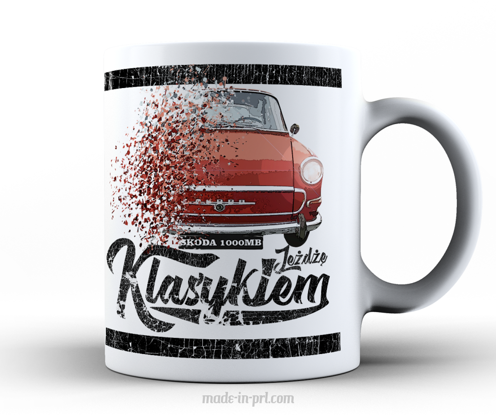 Jeżdżę Klasykiem Skoda 1000MB - kubek biały ceramiczny 330ml