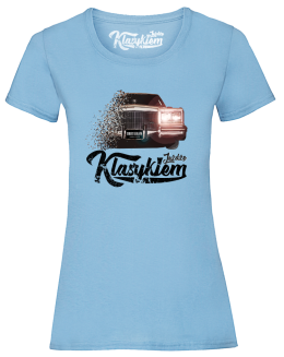 Jeżdżę klasykiem Cadillac Classic Brougham - koszulka damska błękitna