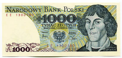 1000zł Mikołaj Kopernik- oryginalny pieniądz papierowy PRL losowy numer seryjny