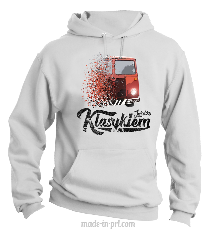 Jeżdżę Klasykiem Star Auto - bluza męska z kapturem biała