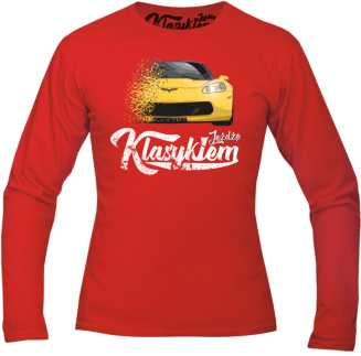 Jeżdżę klasykiem Corvette Żółty Sport - longsleeve męski czerwony