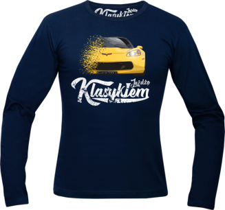 Jeżdżę klasykiem Corvette Żółty Sport - longsleeve męski granatowy