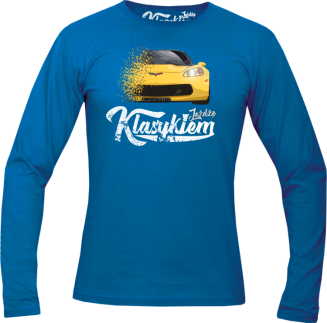 Jeżdżę klasykiem Corvette Żółty Sport - longsleeve męski niebieski