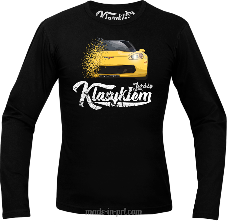 Jeżdżę klasykiem Corvette Żółty Sport - longsleeve męski czarny