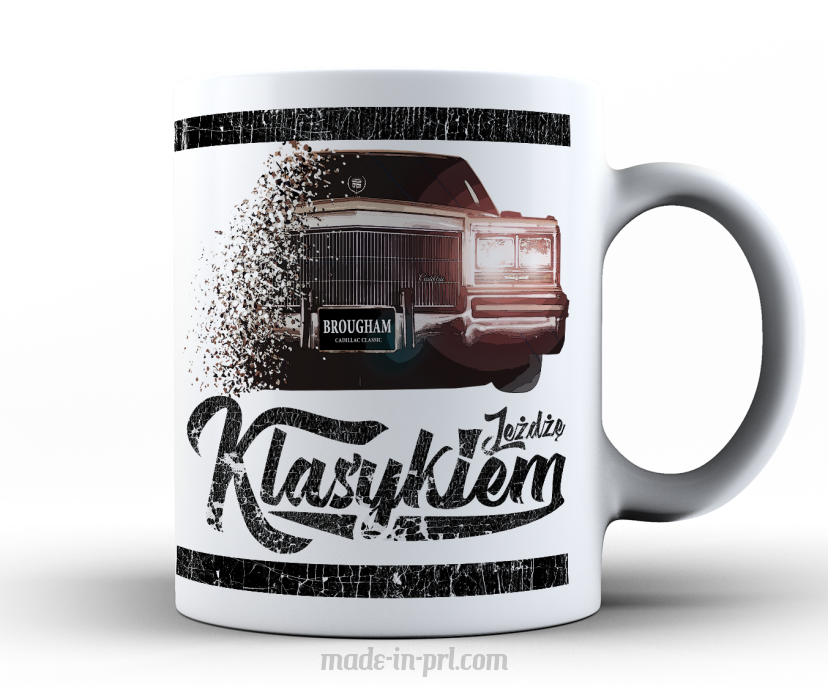 Jeżdżę klasykiem Cadillac Classic Brougham - kubek biały ceramiczny 330ml