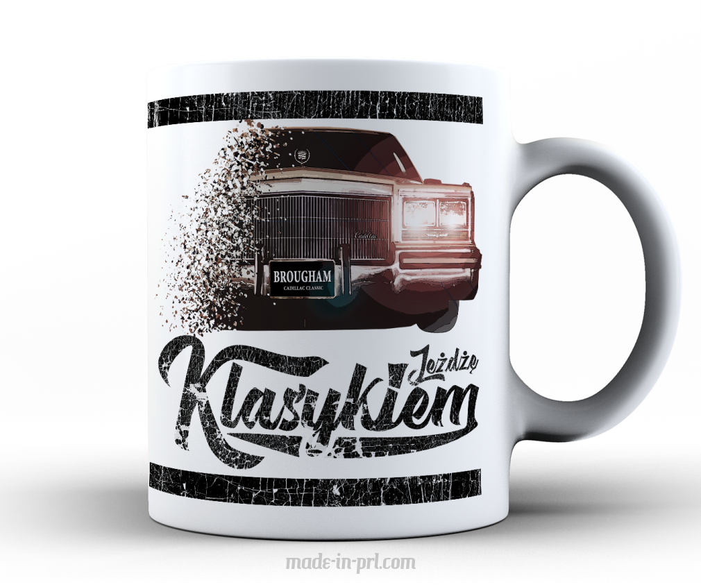 Jeżdżę klasykiem Cadillac Classic Brougham - kubek biały ceramiczny 330ml