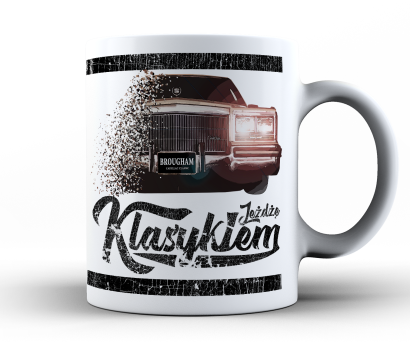 Jeżdżę klasykiem Cadillac Classic Brougham - kubek biały ceramiczny 330ml