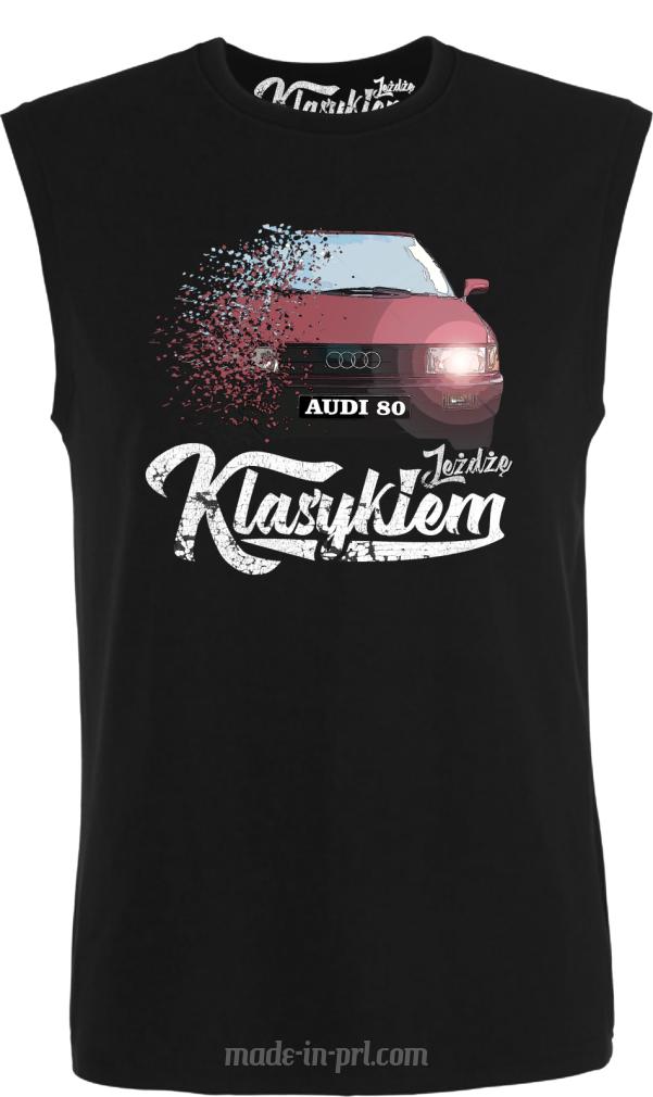 Jeżdżę klasykiem Audi 80 - bezrękawnik męski top czarny