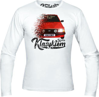 Jeżdżę klasykiem Ford Escort Stary - longsleeve męski biały