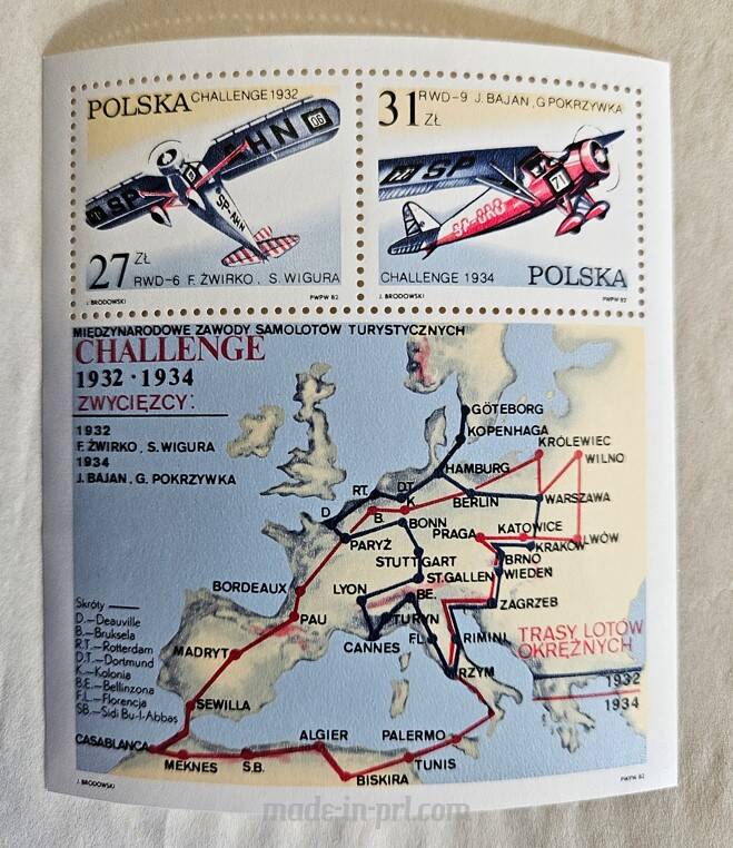 Bloczek 1982 r. 50 Lecie zwycięstwa polskich lotników - Challenge