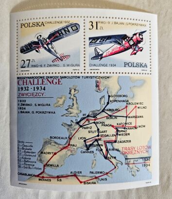 Bloczek 1982 r. 50 Lecie zwycięstwa polskich lotników - Challenge