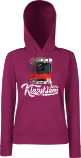 Jeżdżę klasykiem Jelcz Berliet PR110 - bluza damska z kapturem bordowa