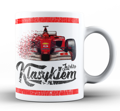 Jeżdżę klasykiem Formuła 1 -  kubek biały ceramiczny 330ml