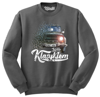 Jeżdżę klasykiem UAZ 469 - bluza męska standard szara