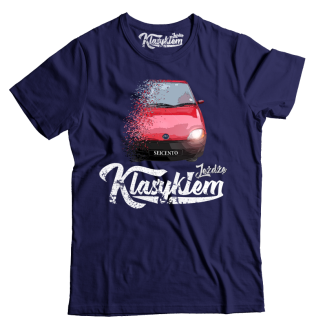 Granatowa koszulka męska z nadrukiem - SEICENTO 