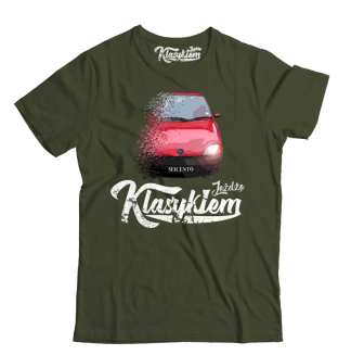 Khaki koszulka męska z nadrukiem - SEICENTO 