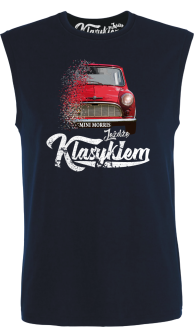 Jeżdżę klasykiem Mini Morris - top męski bezrękawnik granatowa