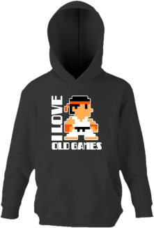 I LOVE OLD GAMES - Bluza dziecięca z kapturem czarna 