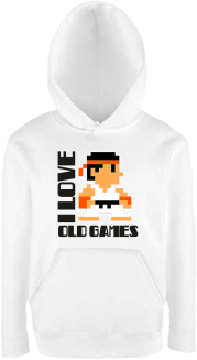 I LOVE OLD GAMES - Bluza dziecięca z kapturem biała 