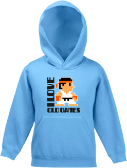 I LOVE OLD GAMES - Bluza dziecięca z kapturem błękit 