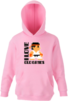 I LOVE OLD GAMES - Bluza dziecięca z kapturem jasny róż 