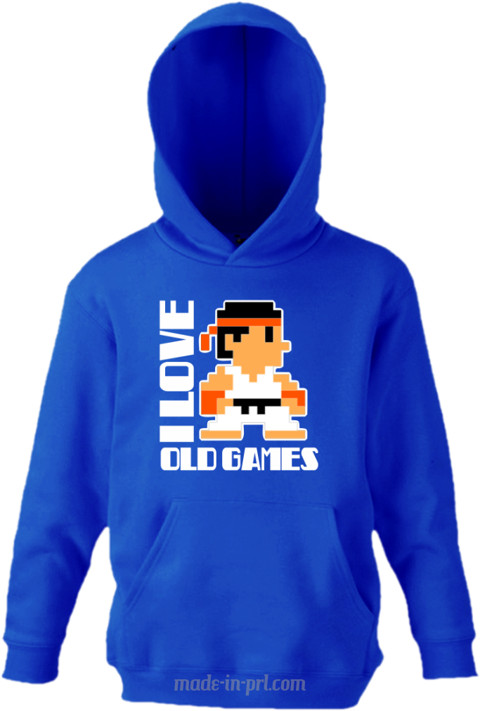 I LOVE OLD GAMES - Bluza dziecięca z kapturem niebieska 