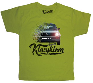 Jeżdżę klasykiem GOLF 2 - koszulka dziecięca kiwi